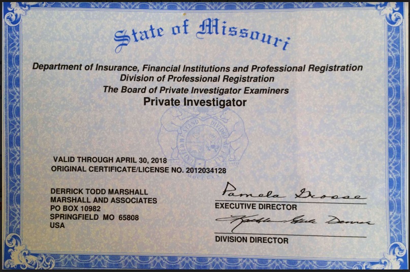 Missouri Licensed Investigator - Private Investigator - Springfield, MO - Orlando, FL